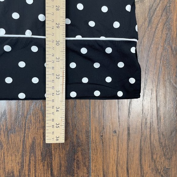Lands' End Dress Small Black White Polka Dot Nylon Stretch Jersey Surplice Neck - Picture 9 of 12